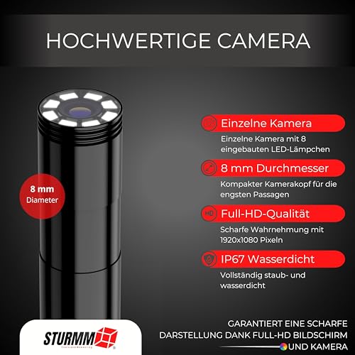 Industrielles Endoskop mit Einzelkamera, 5 Meter Kabel und 4,3-Zoll-LCD-Display.