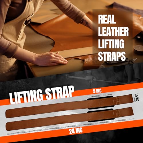 Genuine Leather Lifting Straps Black