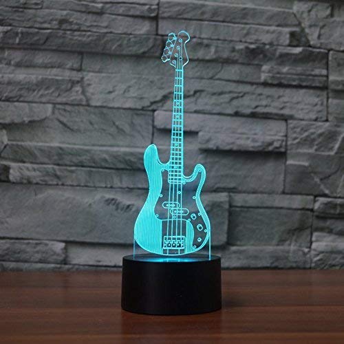 SUPERIORVZND3D Bass Guitar Night Light Touch Table Desk Optical Illusion Lamps 7 Color Changing Lights Home Decoration Xmas Birthday Gift