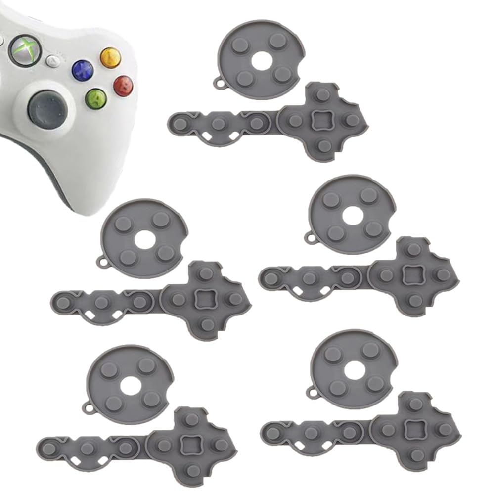 MYPUQIAO 5 Sets Silicone Conductive Rubber Pads Replacement for Xbox 360 Controller Parts for Adhesive Button Changing Keypad Repair Replacement Part Tool Kit(360)