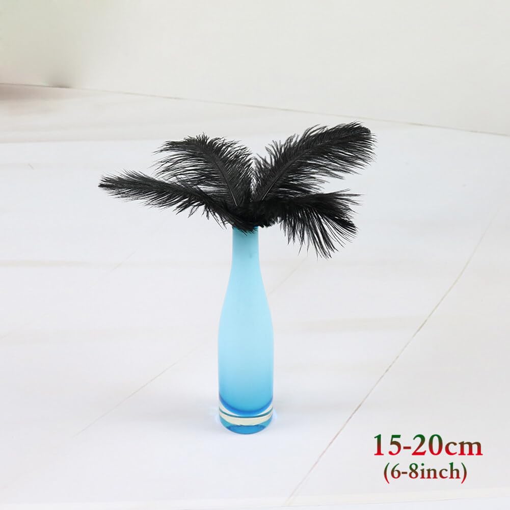 50 Piume Di Struzzo Naturali | Lunghezza 15-20cm | Nero | Per Decorazioni E Fai-Da-Te - Foto 2
