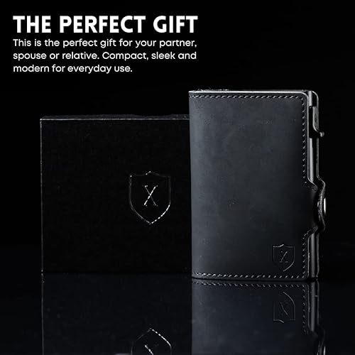 Miniatura 6 de Xclusive Cartera delgada de cuero para hombre Cartera triple RFID Lujoso tarjetero y cartera minimalista con clip para dinero Mezcla de lujo