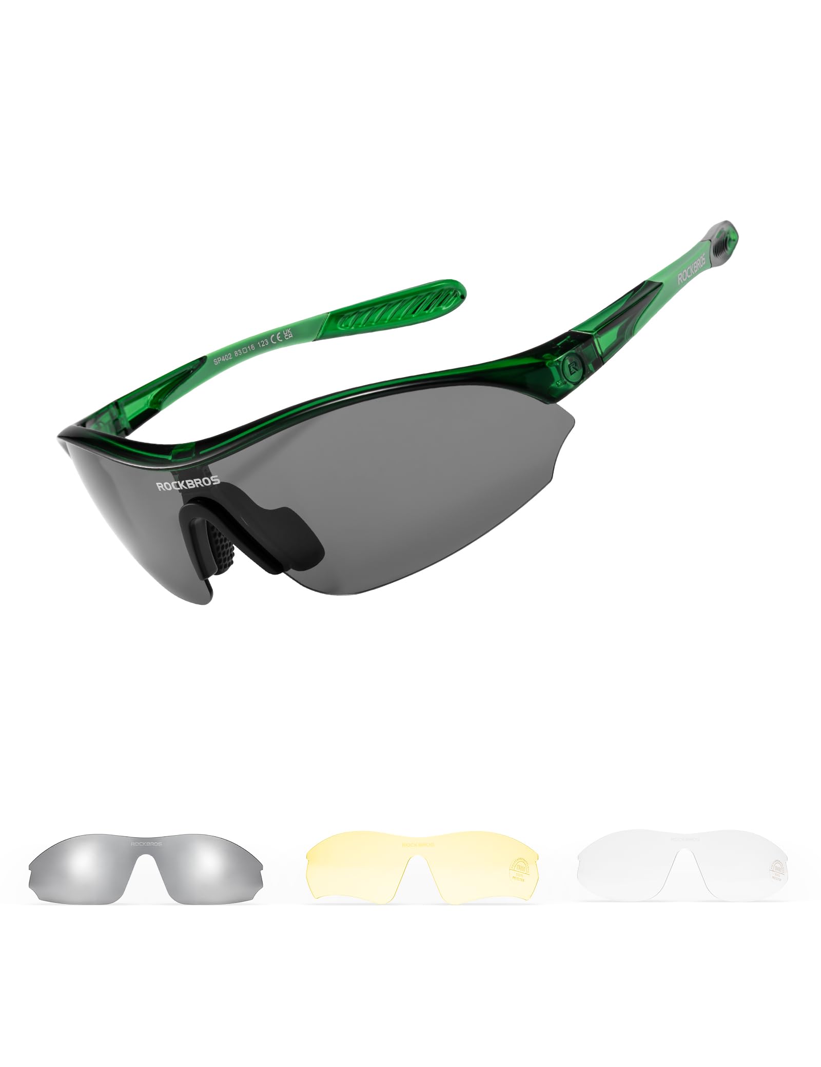 ROCKBROS Polarized Cycling Sunglasses for Men Women with 3 Interchangeable Lenses 23g Ultralight Sports Glasses, Quick-Change UV400 Adjustable Nose Pad for Running Driving Hiking Cycling — image 1