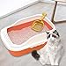 Baoblaze Cat Litter Box Potty Toilet Toilette Sand Box Container Pet Litter Tray Pan with Litter Sifting Spoon for Small Animals, Orange S 27x18x15CM