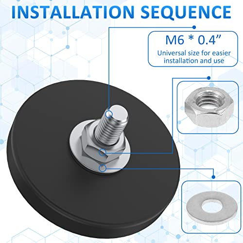 Image of 6 Pcs Rubber Coated Magnets 1.69 Inch M6 Neodymium Mounting Magnet Thread Stud Anti-Scratch Strong for Lighting Bar Camera Cabinet Blackboard Refrigerator(6PCS)
