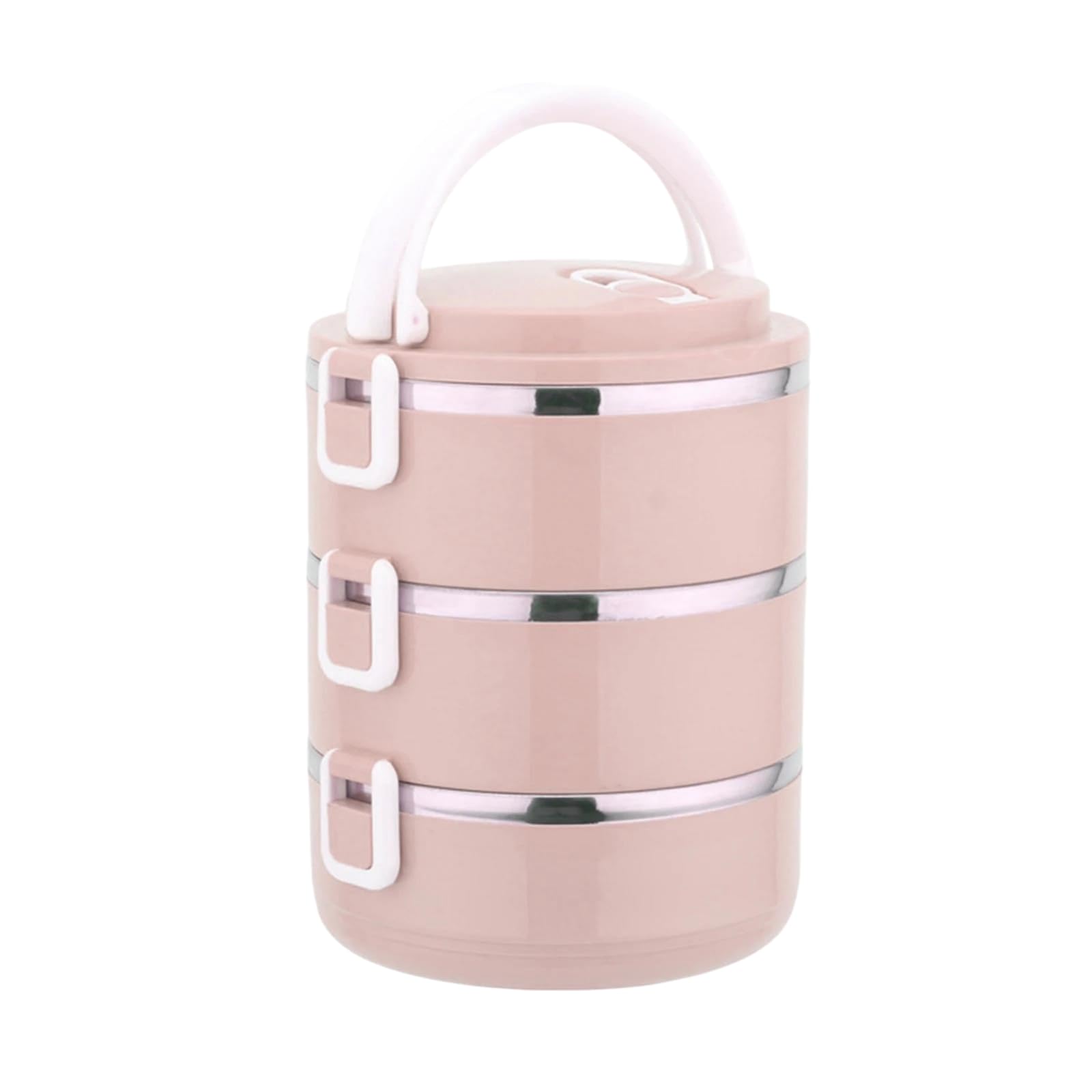 Stakowana lunchbox ze stali nierdzewnej 304 z ukrytym uchwytem, 3-warstwowy szczelny pojemnik na jedzenie, przenośny izolowany Bento Box do biura, szkoły, na piknik i podróż,Pink