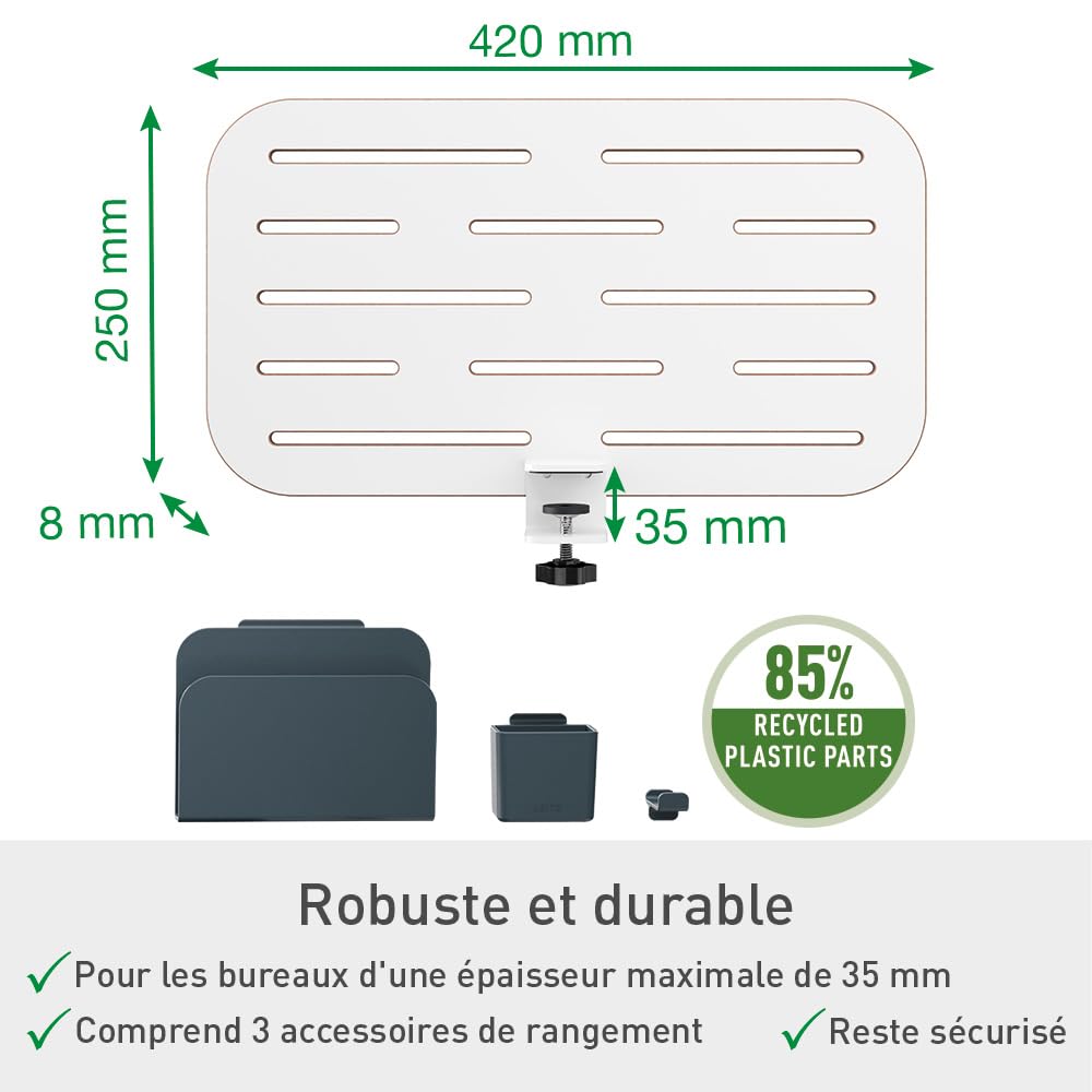 LEITZ Ergo - Bureau Assis-Debout électrique, Ergonomique, Adapté aux petits espaces ou comme table d'appoint ; Capacité 20kg, Bureau compact 80 cm x 60 cm, Gamme Ergo, Coloris Blanc, 65340001