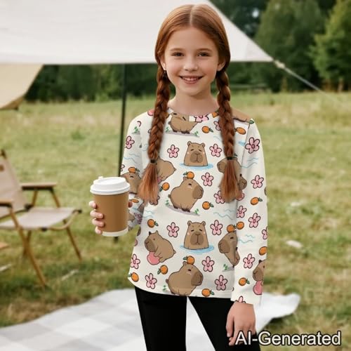 Image of Renewold Boys Girls Tees Kids T-Shirt Long Sleeve Crewneck T Shirts Casual Athletic Tops Clothing for Home School Travel