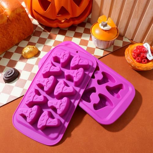 Moldes de silicona Halloween con forma de sombrero 2 piezas miniatura 4