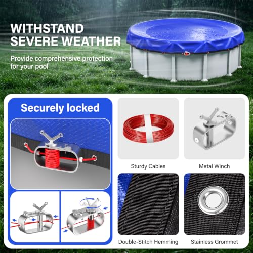 15FT Round Winter Pool Cover 500D Extra Thick Above Ground Pool Cover Blue by TIXANF - Used condition - Image 5