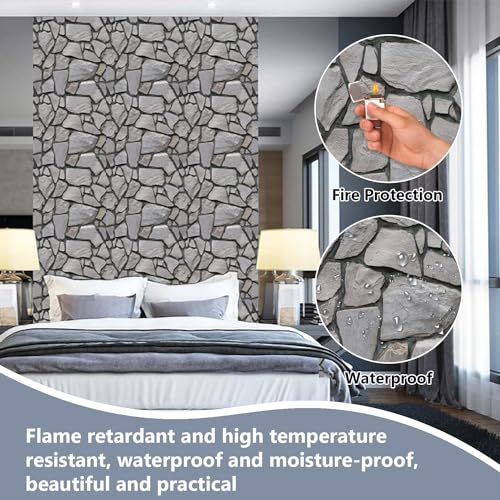 40 Stück 3d Wandpaneele Steinoptik Selbstklebend, 30 × 30 cm Wandverkleidung aus Kunststoffplatten, Wasserdicht PVC Backstein Tapete für Innenbereich, Außenbereich, Geschäftsräume
