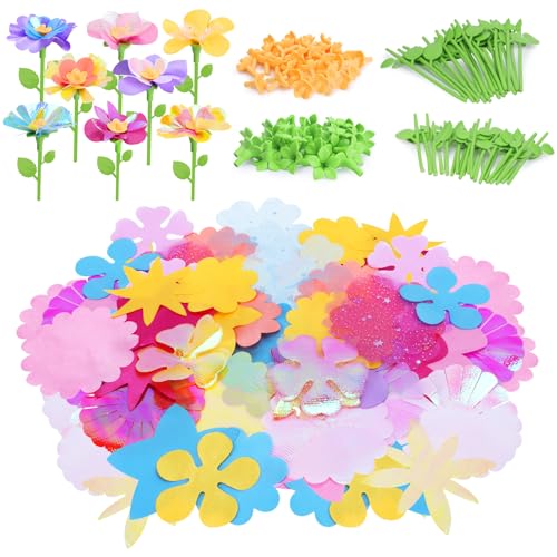 Sumsoltic 36 Stück DIY Stoff Blumen Blumenstrauß Zubehör Kit Basteln Blumen Zubehör für Kreative Blumenarrangements