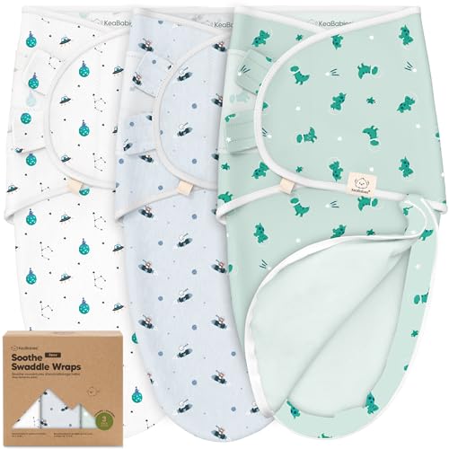 Image of KeaBabies Newborn Swaddles with Zippers - 3-Pack Baby Swaddle Sleep Sacks 0-3 Months, Infant, Baby Girls, Boys, Soft & Durable Sleep Sack Newborn,Easy Diaper Change Swaddling Blanket(Space Quest, OS)