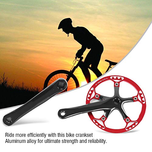 Dilwe Bike Crankset Set, 45T 47T Single Speed Crank Set With 2 Cranks For Folding Bikes Mountain Road Bike (45T-Black + Red) #TOP4