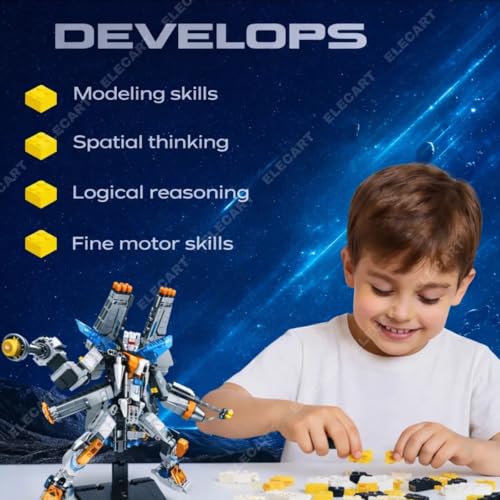 Image of 2-in-1 Robot Spaceship Building Blocks Set - 673 PCS Transforming Robot to Spacecraft Construction Toy | STEM Creative Building Kit for Kids Boys Girls 6+ | Educational Gift Toy