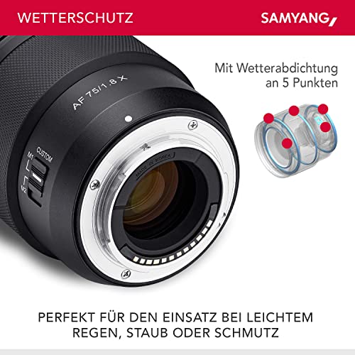 Samyang AF 75mm F1.8 für Fuji X - leichtes & kompaktes Portrait-Objektiv mit LSTM-AF, Wetterschutz & Custom Switch für hochwertige Reiseaufnahmen & Nachtbilder, für Fuji X Kameras X-T4 X-T30 X-Pro 3 – Bild 5