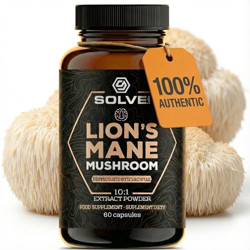 Solve Labs® ● Capsulas de Melena de Leon 10:1 ● 45% Beta-D-Glucanos ● 100% Cuerpos Fructíferos ● Sin Rellenos ni Aditivos ● 60 Cápsulas (1 Mes de Suministro)