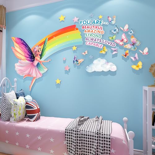 3D Fairy Wall Stickers for Girls Room Decor Wall Decals