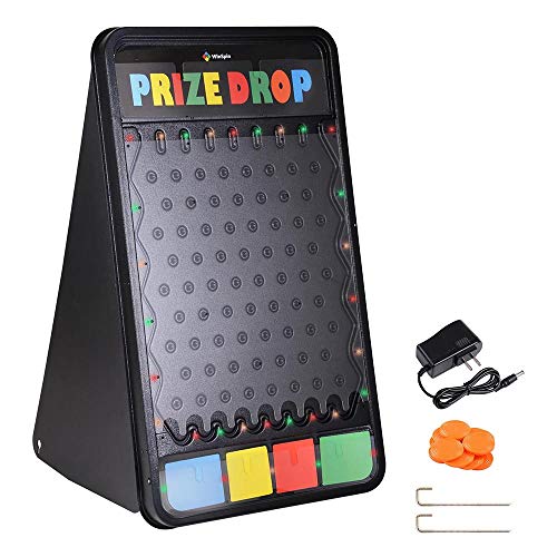 HeyJiaYu 41"x25" Prize Drop Plinko Board Large-Sized, Foldable Stand with 12 Playing Pucks LED Lights，Tabletop Penny Drop Game for Carnival Trade Show Live Stream Party