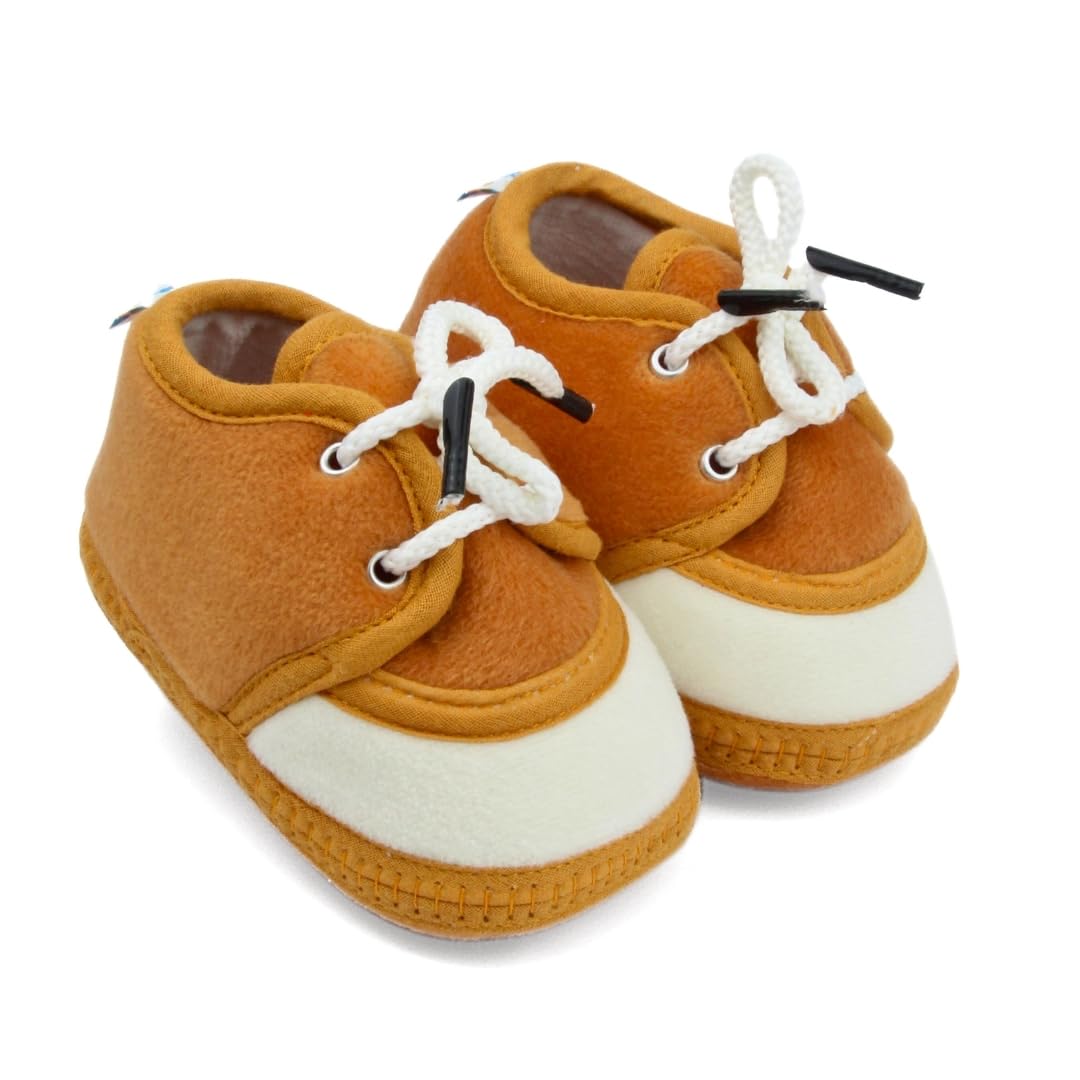neska moda 6 To 12 Months Baby Boys & Baby Girls Cute Soft Velvet Pre-Walker Lace Booties(Brown,White)-BT4952-picture-34