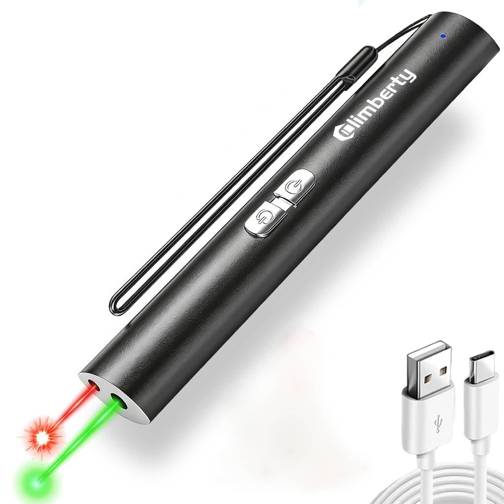 Climberty® USB-C Rechargeable Dual-Color Laser Pointer with Green 3000m Range & Red 1000m Range, Aluminum Laser Light Pen for Presentation, Teaching, Pet Play-image-15