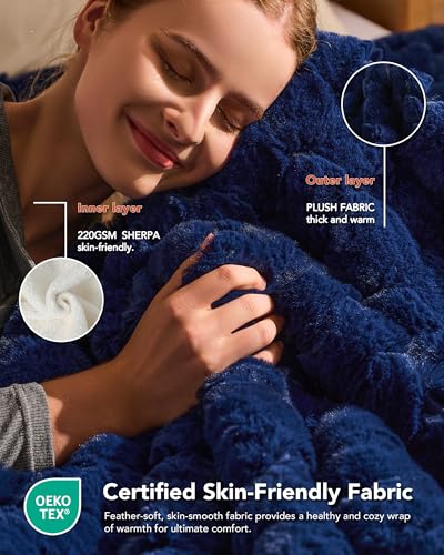 Image of Homemate Electric Heated Throw Blanket - 50 inchx60 inch Luxury Faux Fur Heating Bed Blankets with 10 Heating Levels 8 Hours Auto Off Fast Heating Over-Heated Protection Ultra Soft Warm Flannel ETL Certified