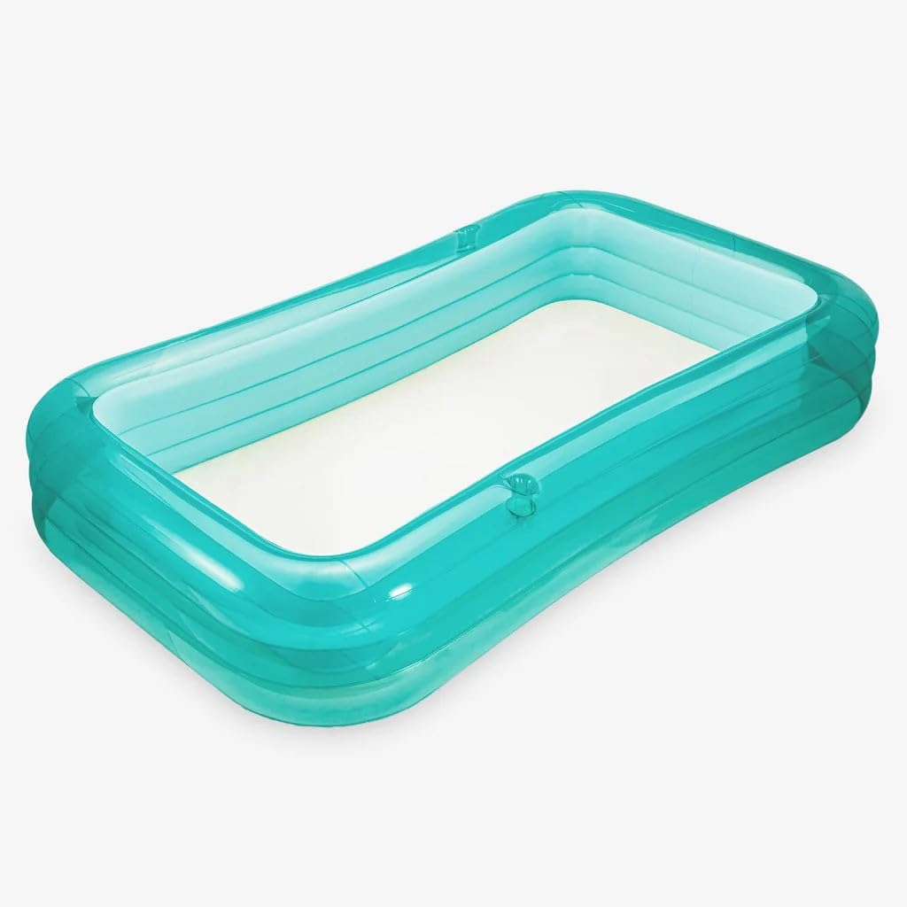 Funsicle AquaSplash 3.0 m Family Aufblasbarer Pool - 3-st�ckiger rechteckiger Swimmingpool mit transparentem Design, einfacher Ablaufstopfen, langlebige N�hte - Lagoon Blue
