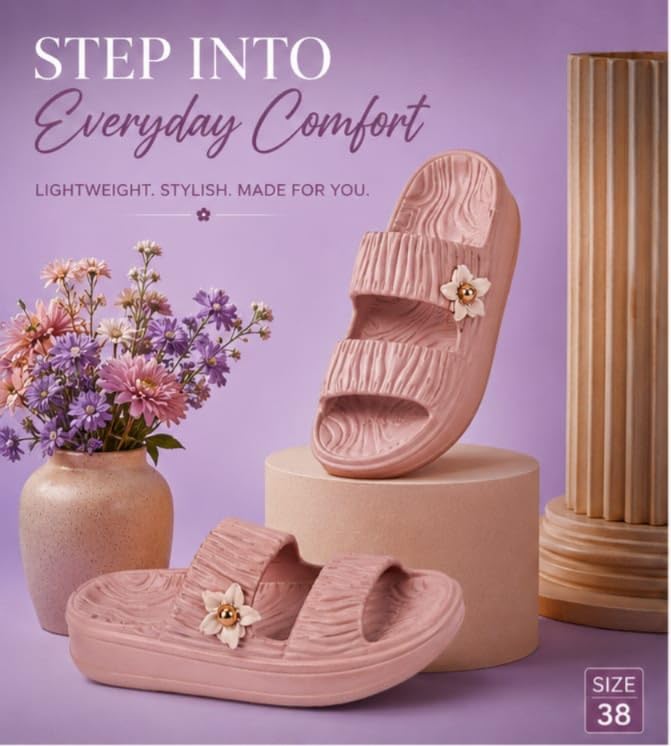 Image of Women's Stylish Casual Slippers | Comfortable Slip-On Sandals | Trendy Daily Wear Footwear and Lightweight
