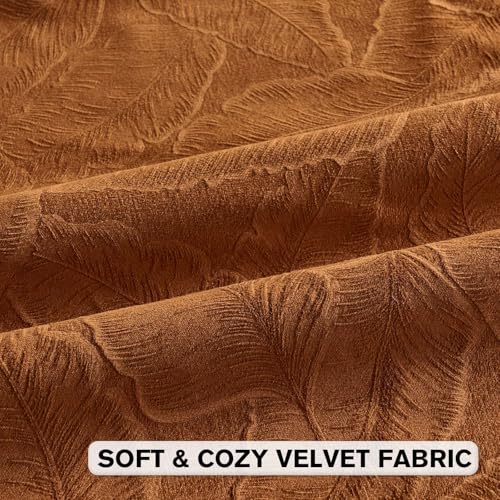 Image of FUTEI Pack of 2 Velvet Throw Pillow Covers 12x20 Inch Soft Embossed Leaf-Relief Textured Decorative Lumbar Pillowcases Modern Natural Farmhouse Accent for Couch Bed Living Room, Rust