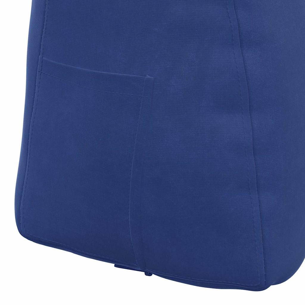 Cojín de respaldo de terciopelo azul policía 60 x 24 x 50 cm con soporte ergonómico, bolsillo lateral para mando a distancia y funda extraíble, ideal como cojín lumbar para sofá, oficina