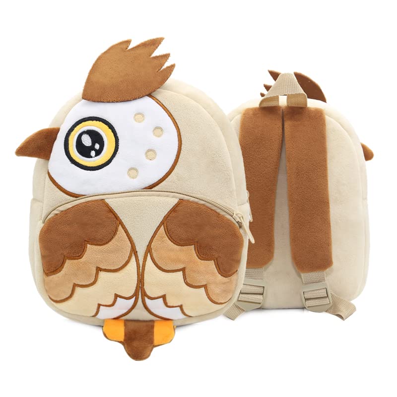Cute Toddler Backpack Stuffed Cartoon Animal Mini Schoolbag For Boys And Girls (Owl-brown)