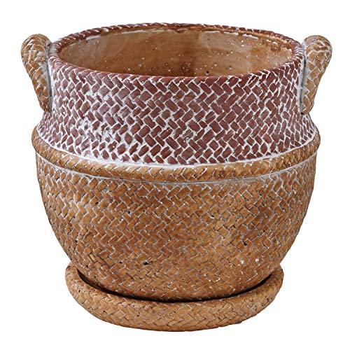 SPICE OF LIFE 植木鉢 編みかごプランター チャビー ブラウン Lサイズ 幅16.5cm 奥行15.5cm 高さ15cm CBGZ1023BR