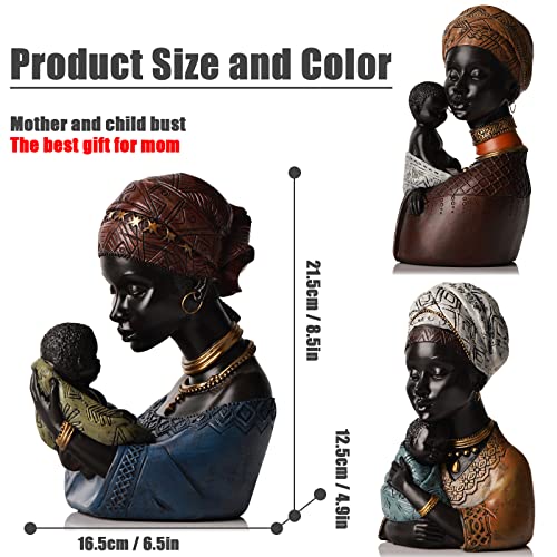 African Statues And Sculptures Mother Holding Child Bust Statue For Home Decor Accent Black Figurines Decor African American Figurines Suitable For Living Room Desktop Shelf Coffee Table Mother Gift #TOP1