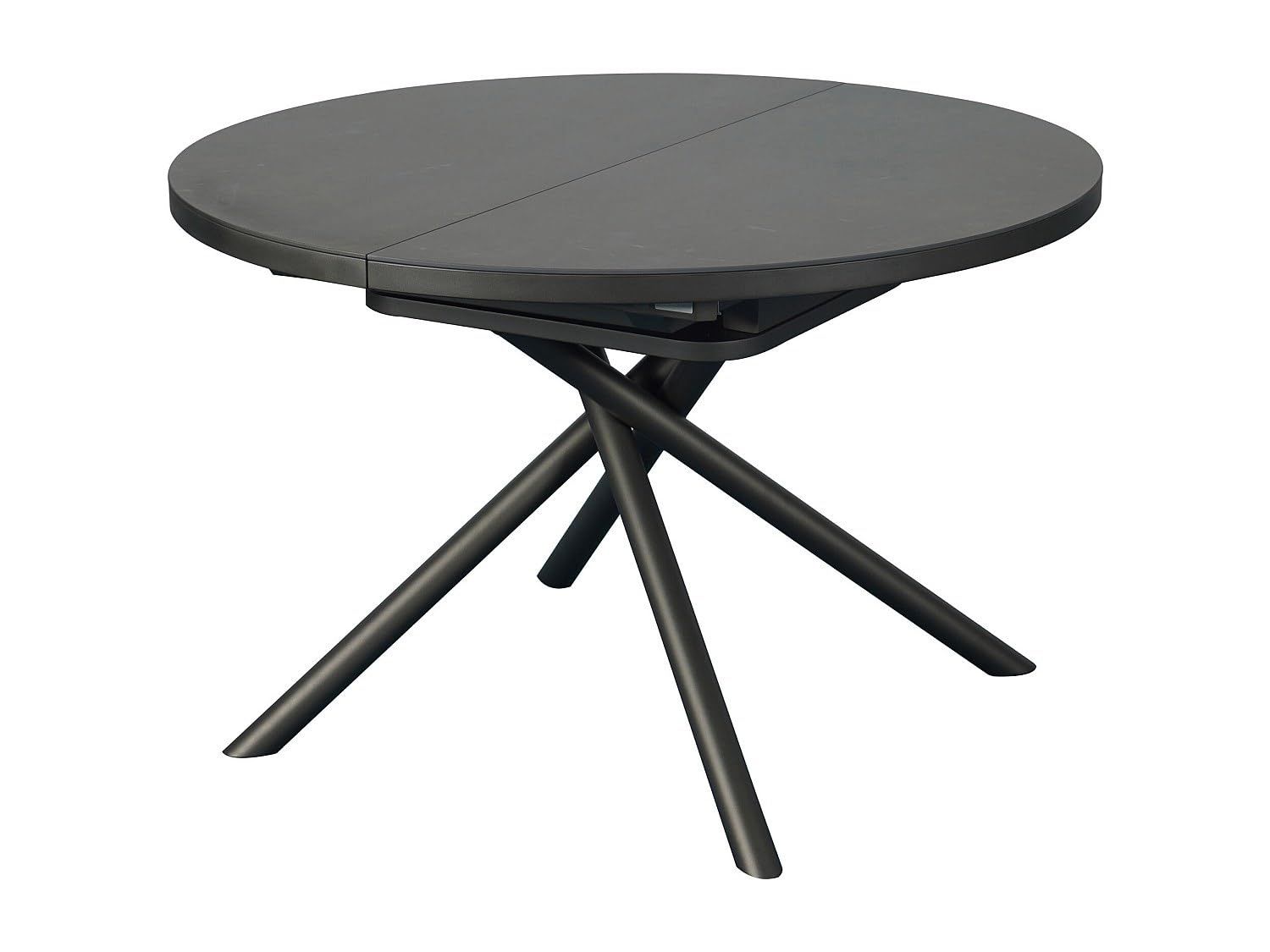 Vente-unique - Table à Manger Extensible 4 à 6 Personnes en céramique, MDF et métal - Effet marbre Marron et Gris - FEROLA