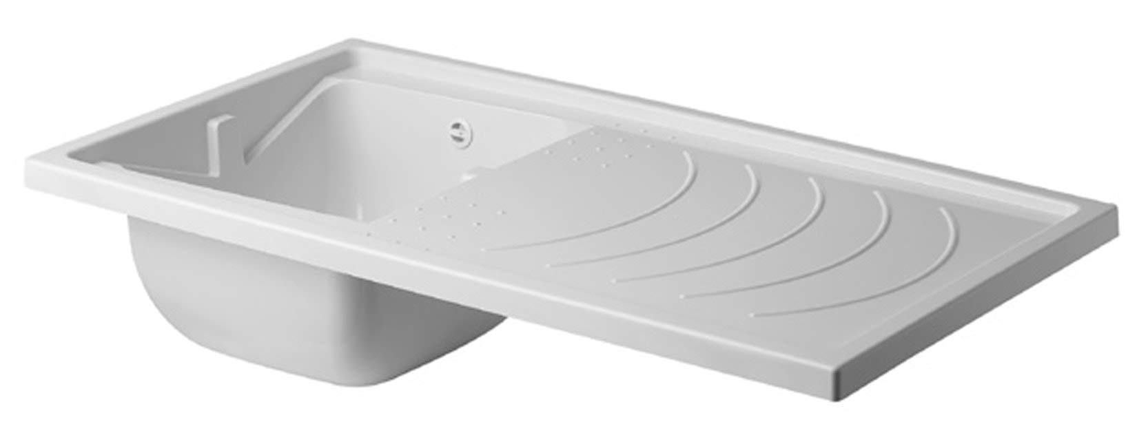 Mobile Copri Lavatrice e Lavatoio 109 x 60 Bianco Vasca Sinistra
