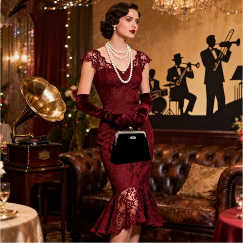 Image of Evening Bag Vintage Purse Kiss Lock Purses and Handbags for Women Formal