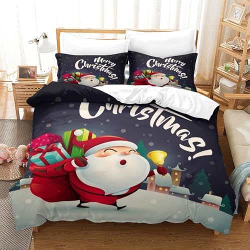 Housse de couette Père Noël ultra douce microfibre lit double