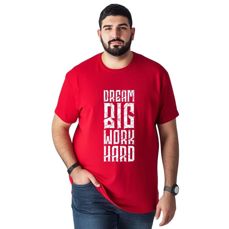 Men Plus Size Cotton Printed T-Shirt Regular Fit