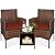 Best Choice Products 3-Piece Outdoor Wicker Conversation Bistro Set, Space Saving Patio Furniture for Garden w/Side Table - Brown/Dark Rust