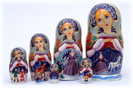 Golden Cockerel Snow Queen Matryoshka Doll 7pc./8