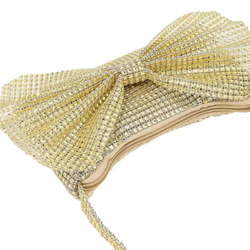 Image of DJBM Women Bow Evening Clutch Sparkling Deluxe Rhinestones Purse for Daily Feast