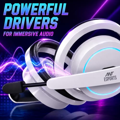 Image of Ant Esports Stealth50 Open Back Wireless Gaming Headset with Bluetooth 5.4 & 2.4GHz Low Latency, 50mm Drivers, Detachable Mic, RGB Lighting, USB-C Charging for PC, PS5, Laptop, Mobile & Tablet - White