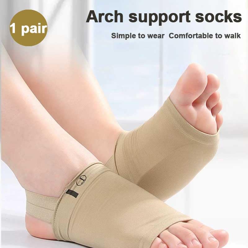 Arch Support Sleeves with Plantar Relief, Pain Flat Feet, Heel Spurs,with Built-in Gel pad Comfortable Compression Foot Sleeves 1 pairs (Beige) - Image 4