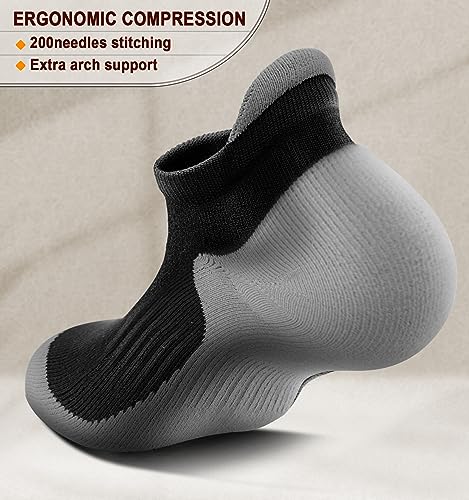 Image of BULLIANT Men Running Ankle Socks 6Pack-Cushioned Support-Low Cut No Show | Fully Terry Sole | Arch Support | Seamless Toe Closure | Moisture-Wicking Breathable Mesh | Reinforced Heel&Toe