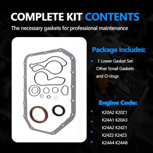Image of AUCERAMIC CS26399 Oil Pan Gasket Set Fit for 2002-2015 Acura Rsx Type-S Rsx CSX Tsx ILX Cr-V 2003-2009 Honda Civic CR-V Element 2.0L 2.4L L4 06114-PND-030