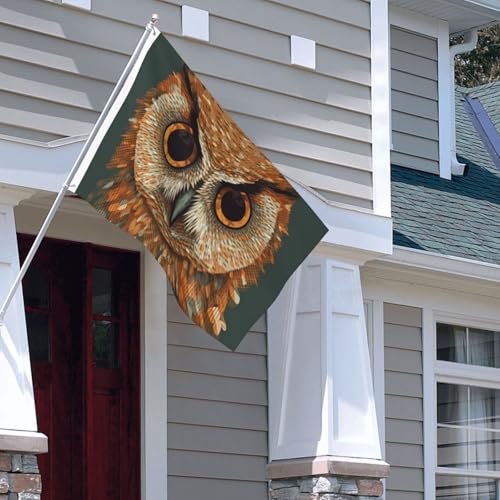 Drapeau de maison double face hibou 1,2x1,8 m robuste pour extérieur et intérieur avec œillets