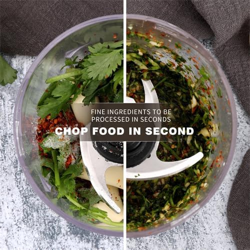 Miniatura 4 de Mini procesador de alimentos para picar, picar y puré de verduras y carne, picadora eléctrica de alimentos de 2 velocidades, 400 vatios, 4 cuchillas