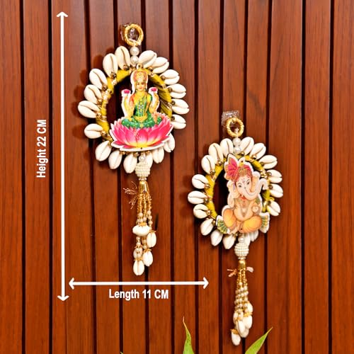 Image of CraftVatika Diwali Decoration Items, Wall Hanging for Home Decoration, Laxmi Ganesha Latkan Toran for Home Wall Door, Diwali Deepawali Gifts (22 CM Height) (2 Pieces)