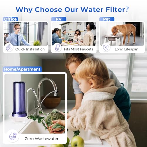 iSpring CKC1C-PF Wasserfilter für die Arbeitsplatte, SGS-geprüfter Filter, reduziert PFAS, Chlor und Gerüche, passt auf die meisten Wasserhähne, bis zu 12 Monate haltbar, transparent