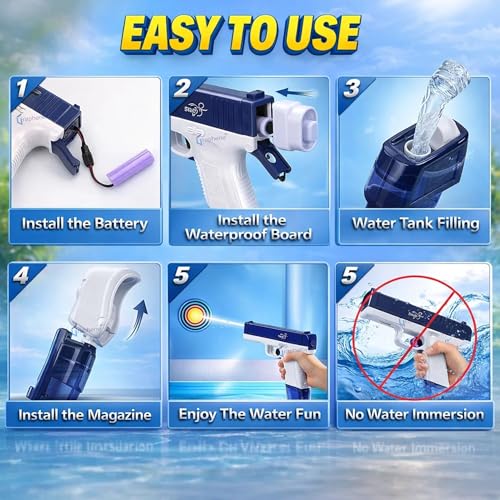 Image of GRAPHENE Holi Pichkari Glock Automatic Electric Water Gun Toy for Kids High Pressure Rechargeable Battery G Lock Pichkari Holi Toy Rapid Fire Squirt Long-Range Powerful Play Water Blaster 4+ Boy Girl